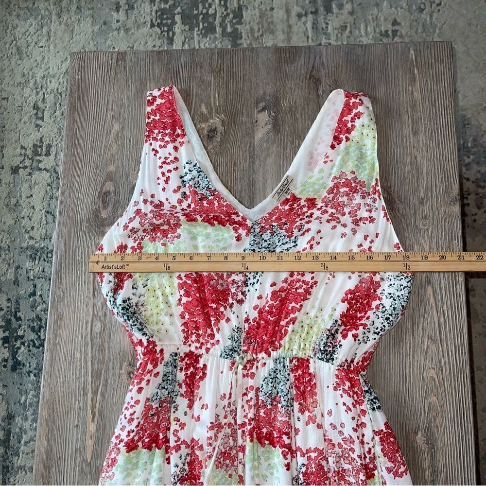 Lucky Brand Sleeveless V Neck Red Pink Floral Print Maxi Dress Size Medium - Picture 10 of 12